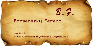 Borsenszky Ferenc névjegykártya